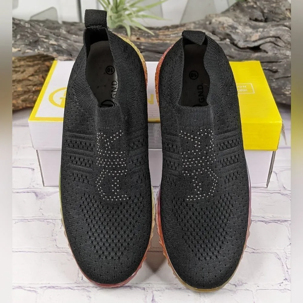 NIB G.N.D. Flow Stretch Knit Slip On Sneaker with Rainbow Sole
